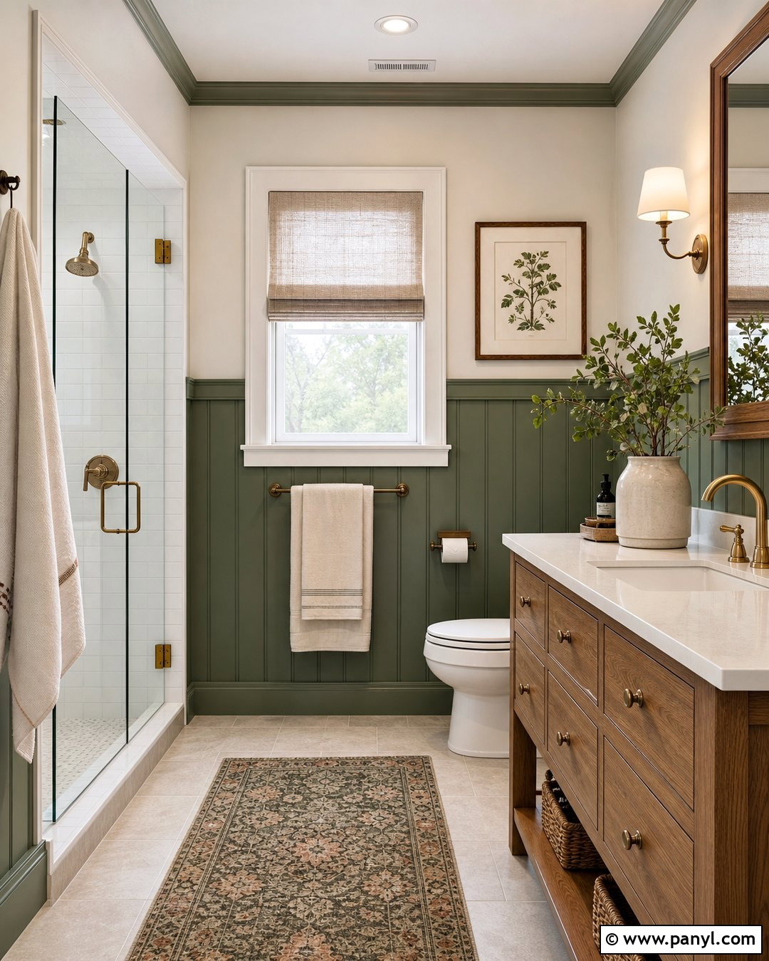 Green Bathroom Walls With Wood Paneling - 35 Bathroom Green Walls