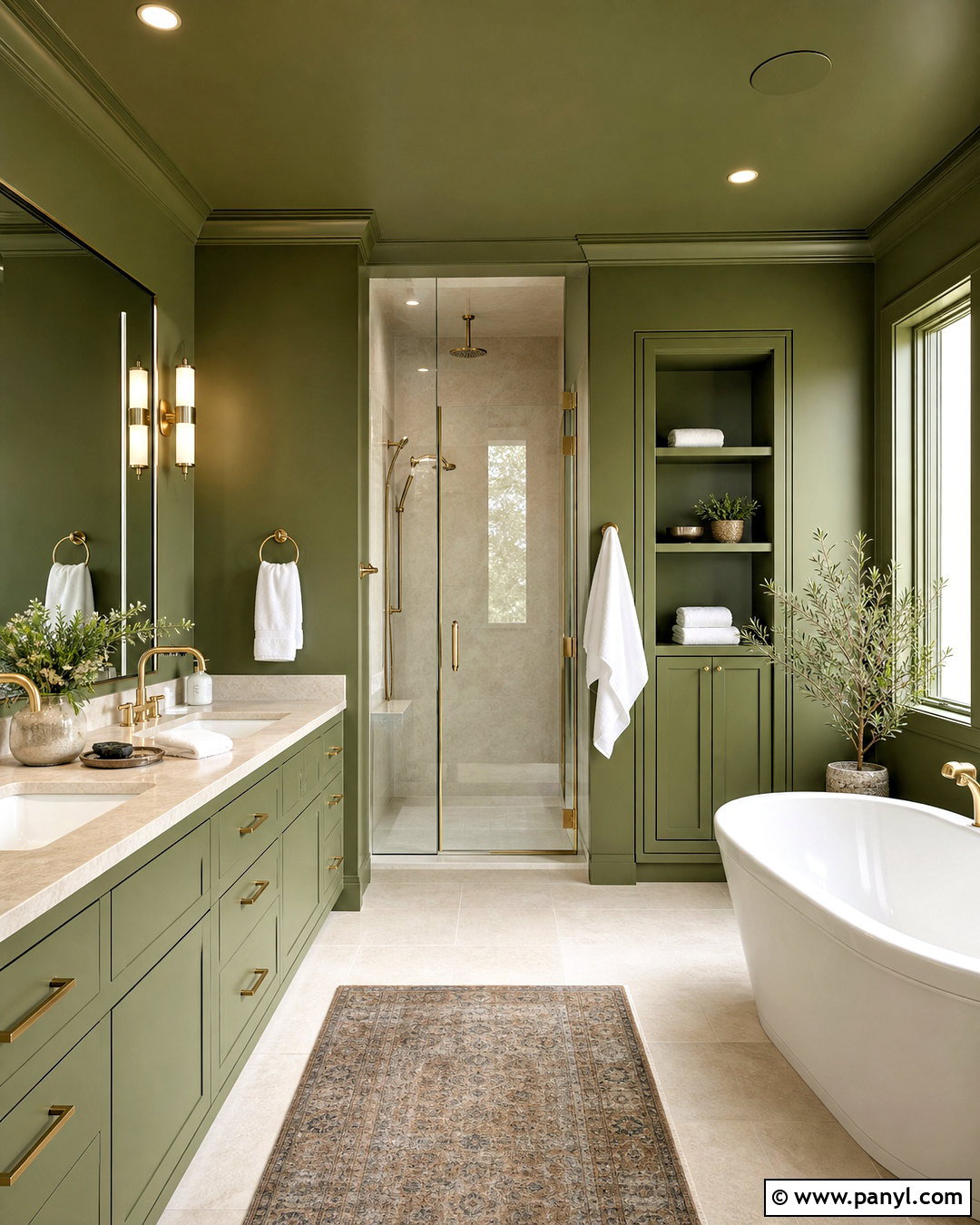 Green Bathroom With Color Drenched Walls - 20 green bathroom design ideas