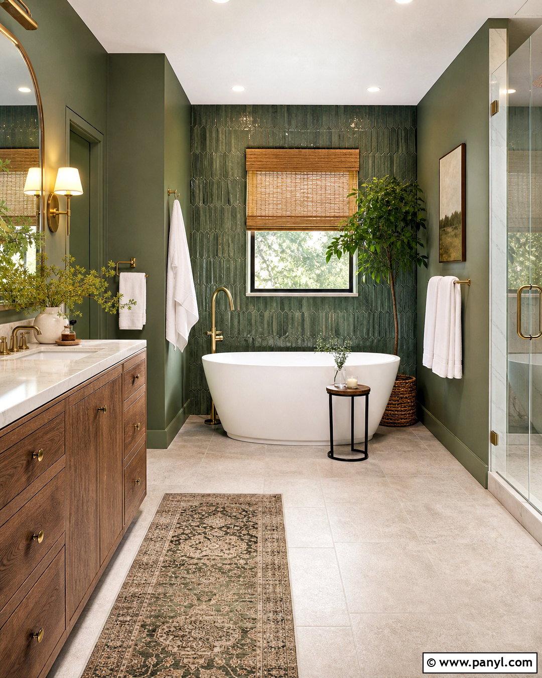 Green Bathroom With Freestanding Tub - 20 green bathroom design ideas