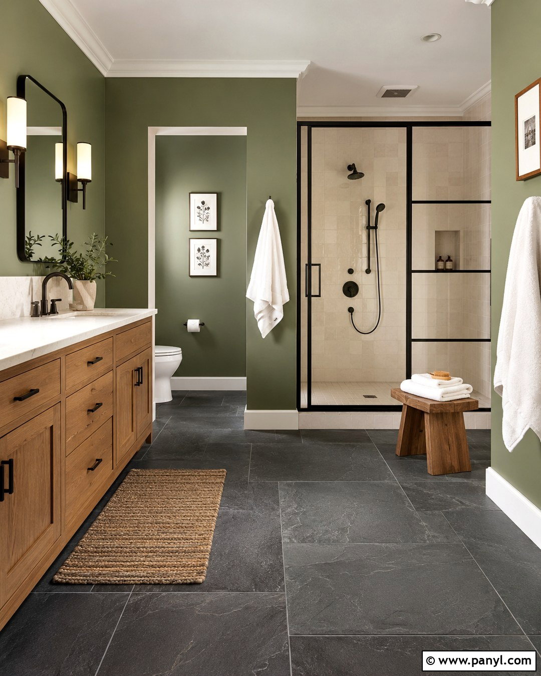 Green Bathroom With Grey Slate Floor - 20 Bathroom Green Walls Grey Floor Ideas