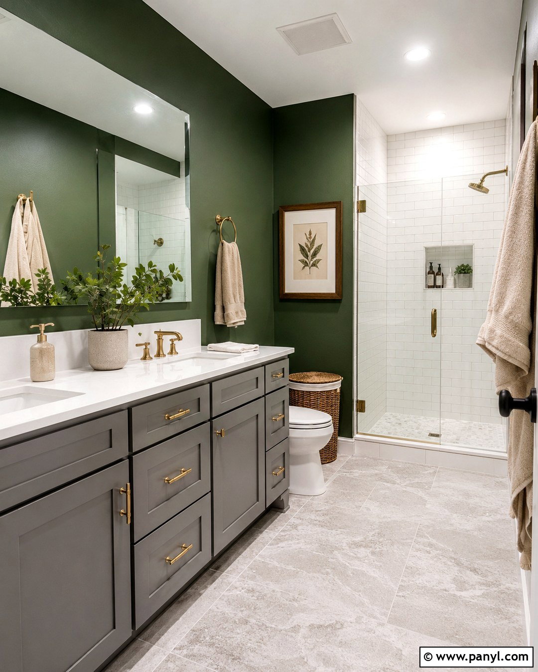 Green Bathroom With Grey Vanity And Floor - 20 Bathroom Green Walls Grey Floor Ideas