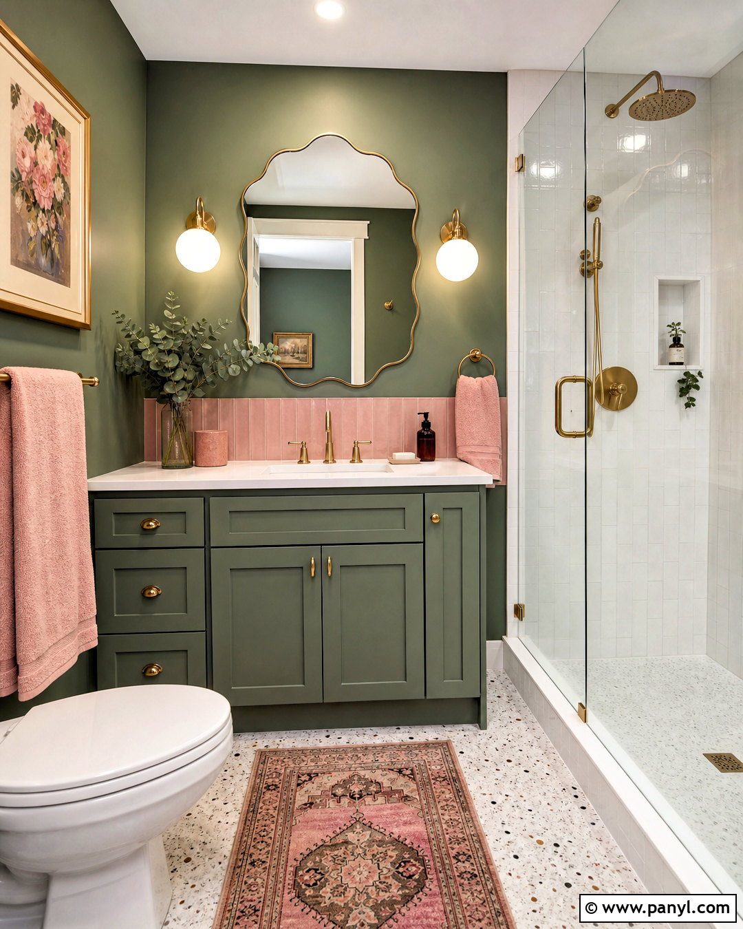 Green Bathroom With Pink Accents - 20 green bathroom design ideas