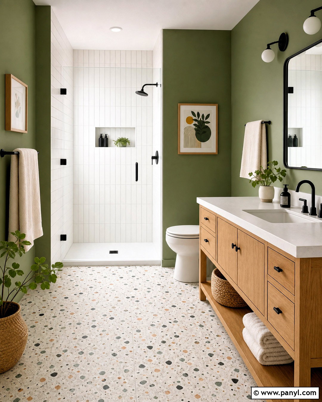 Green Bathroom With Terrazzo Floor - 20 safe green bathroom ideas