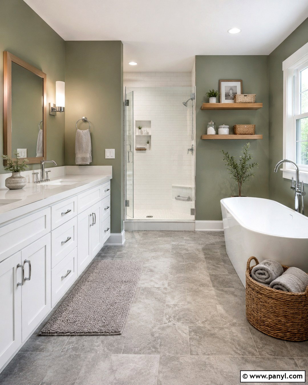 20 Bathroom Green Walls Grey Floor Ideas for Serene Spa Style