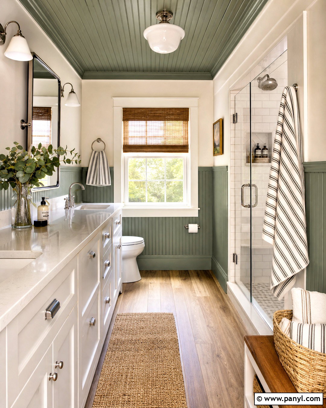 Green Beadboard Bathroom Ceiling - 20 green ceiling bathroom ideas