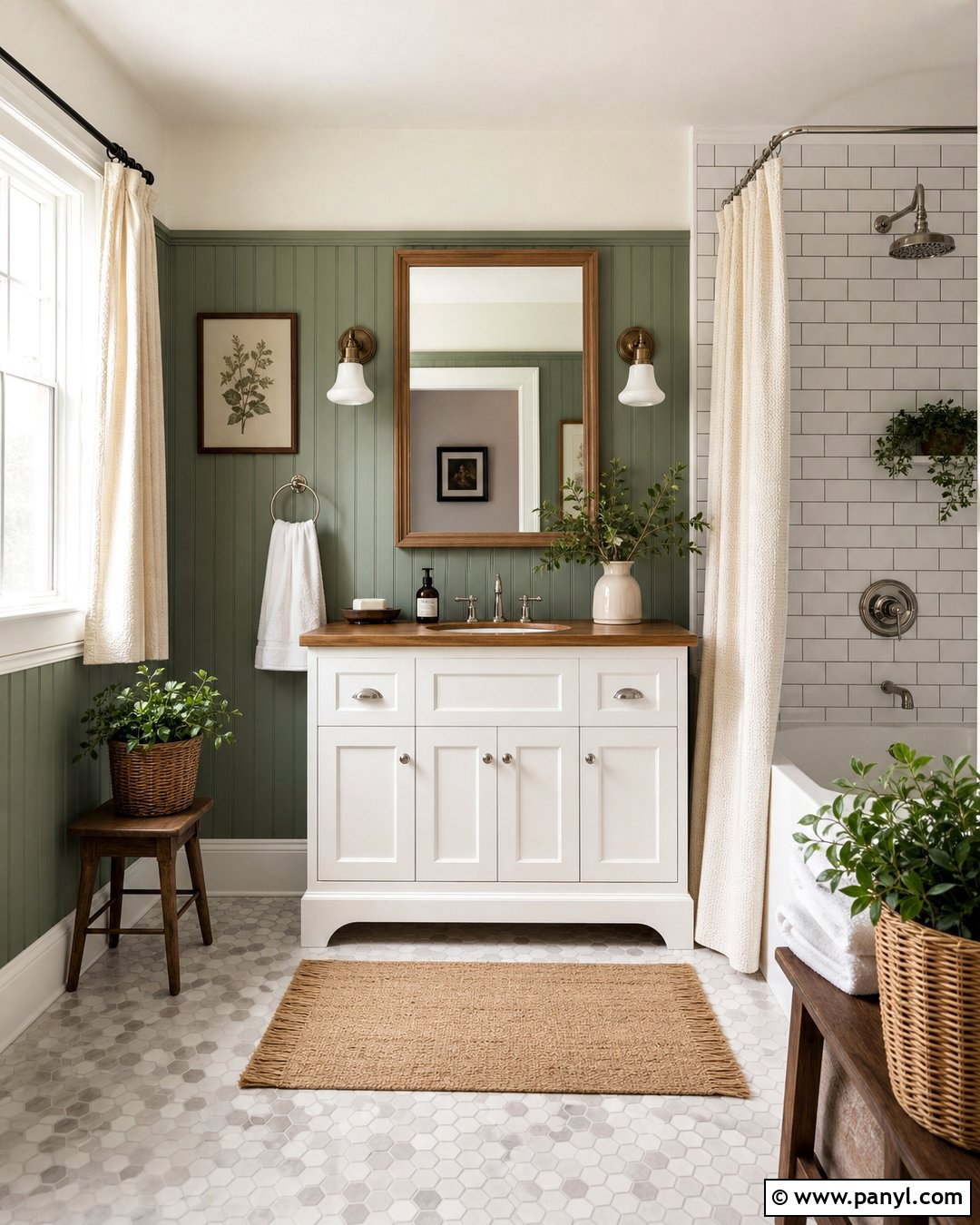Green Beadboard Bathroom Walls - 35 Green Bathroom Walls
