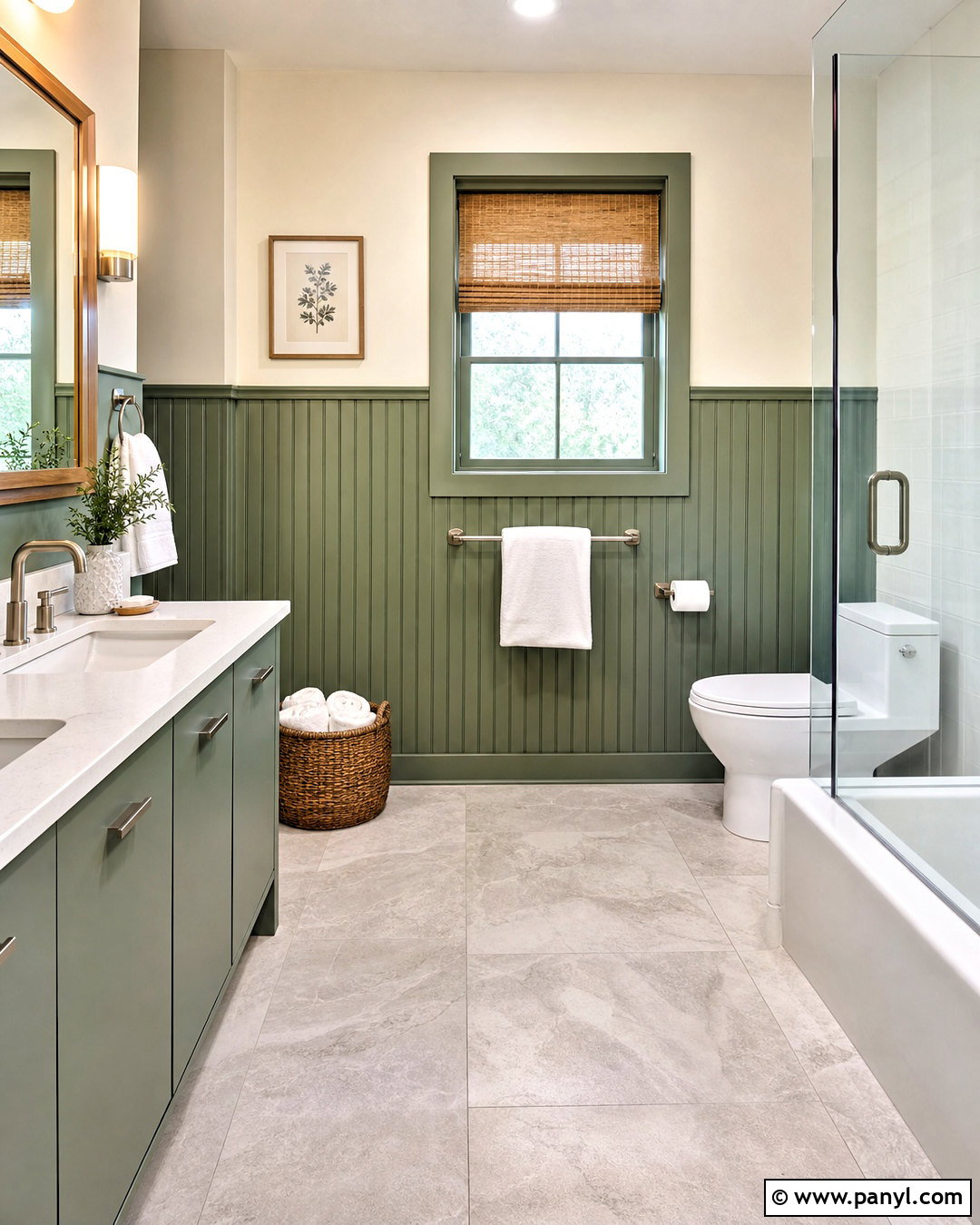 Green Beadboard Bathroom - 20 modern green bathroom ideas