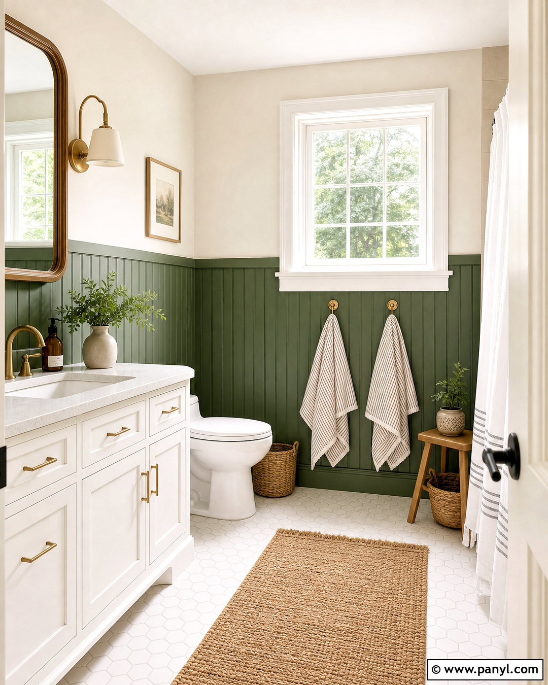 Green Beadboard Half Wall Bathroom - 20 half green wall ideas