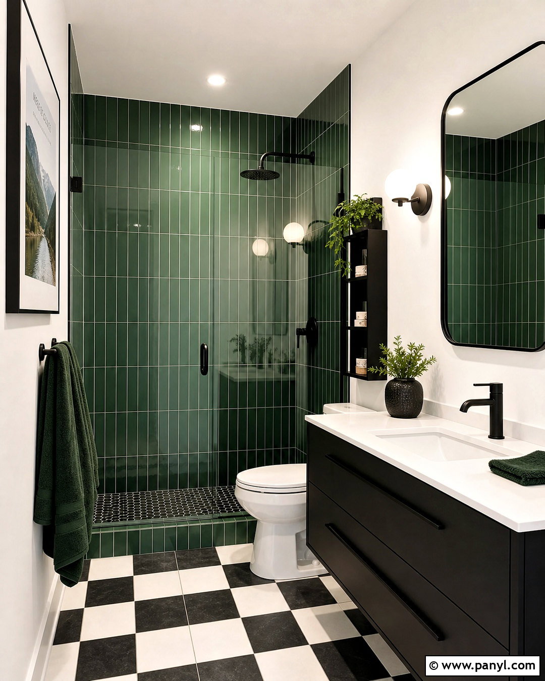 Green Black And White Bathroom - 20 modern green bathroom ideas