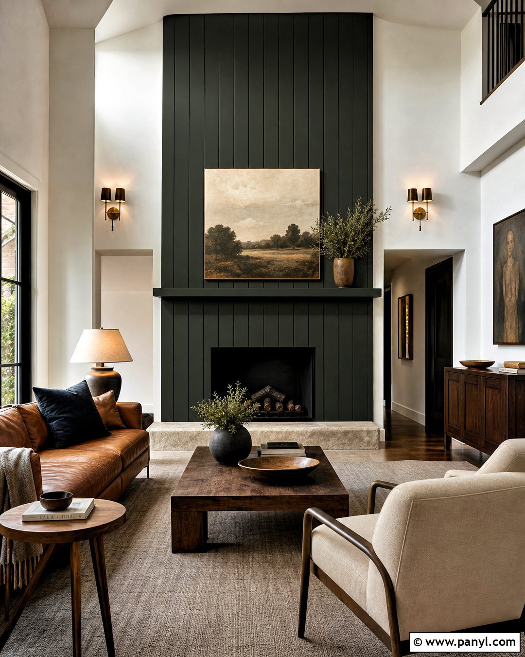 Green-Black Shiplap Fireplace With Brass Accents - 20 green shiplap fireplace ideas