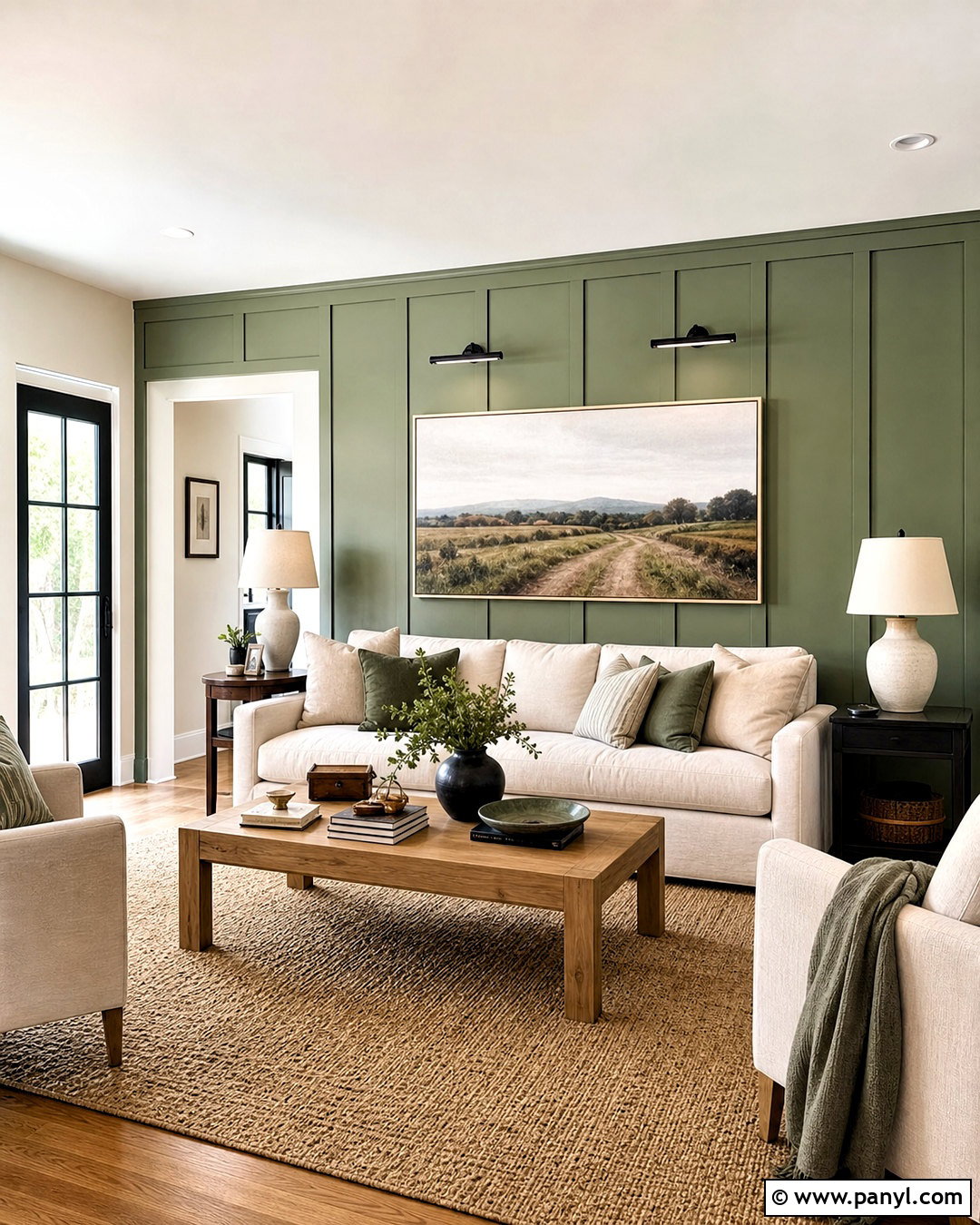 Green Board And Batten Accent Wall - 20 green accent wall living room ideas