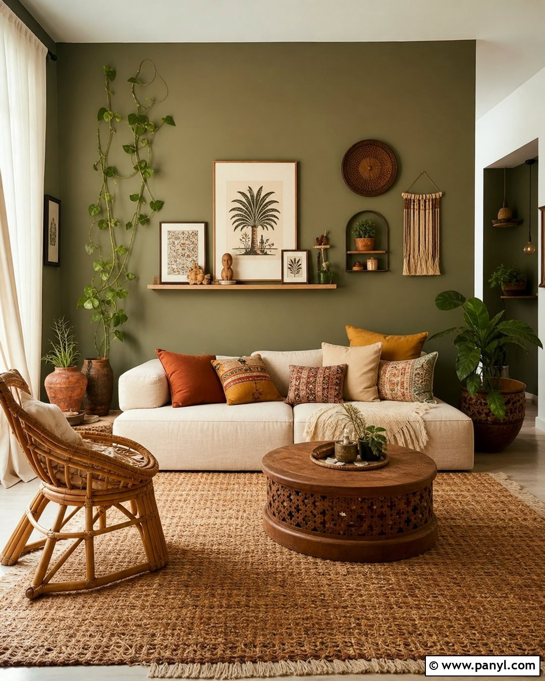 Green Boho Accent Wall - 30 Accent Wall Green Ideas