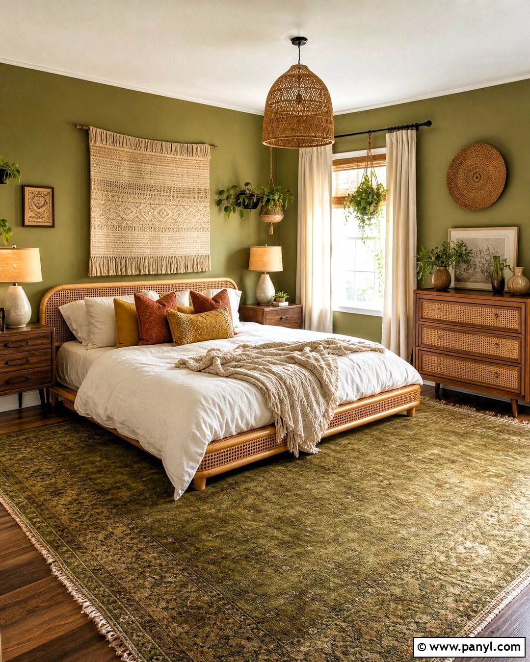 Green Boho Bedroom - 20 green color room ideas