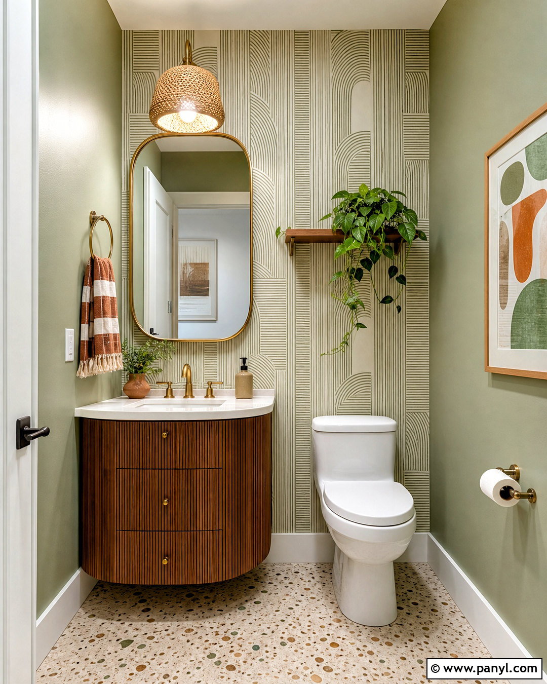 Green Boho Half Bathroom - 20 green half bathroom ideas