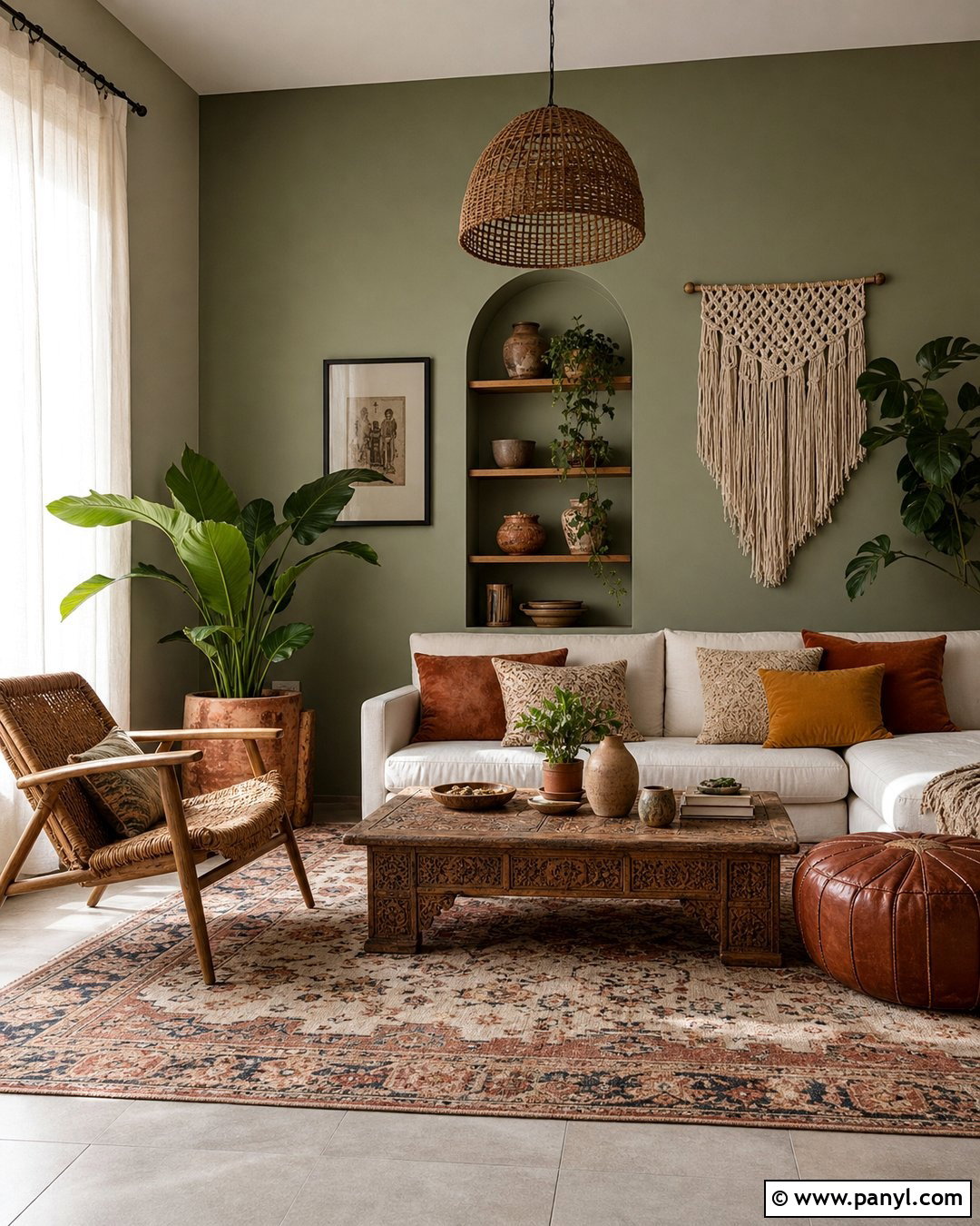 Green Boho Living Room Walls - 30 Room Green Walls