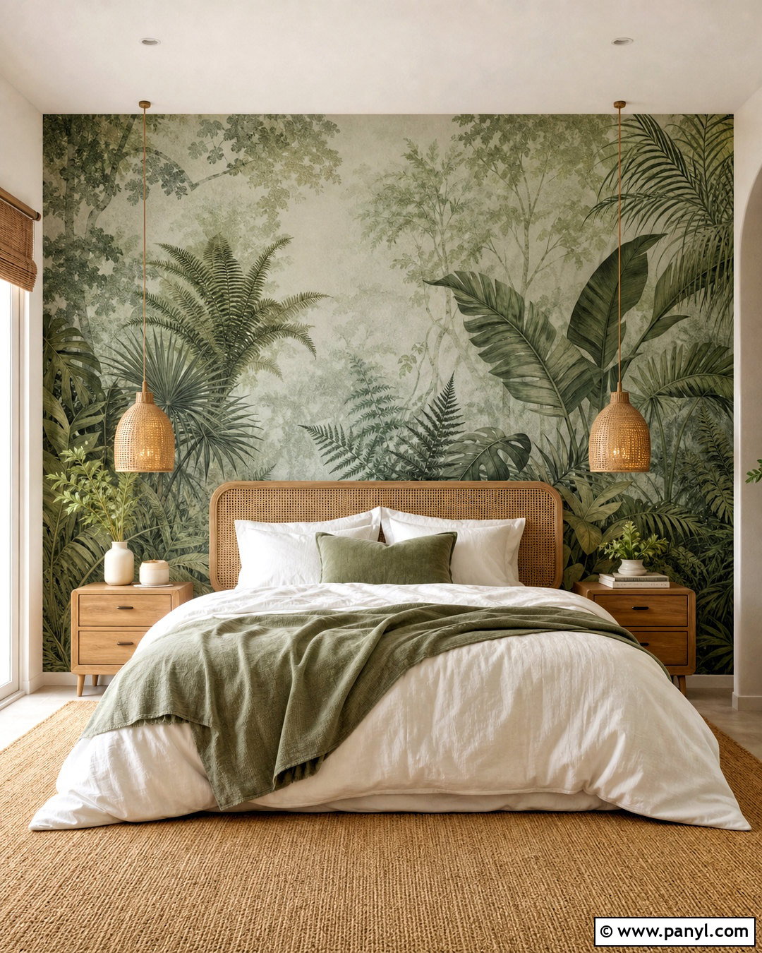 Green Botanical Mural Wall - 20 green wall background ideas