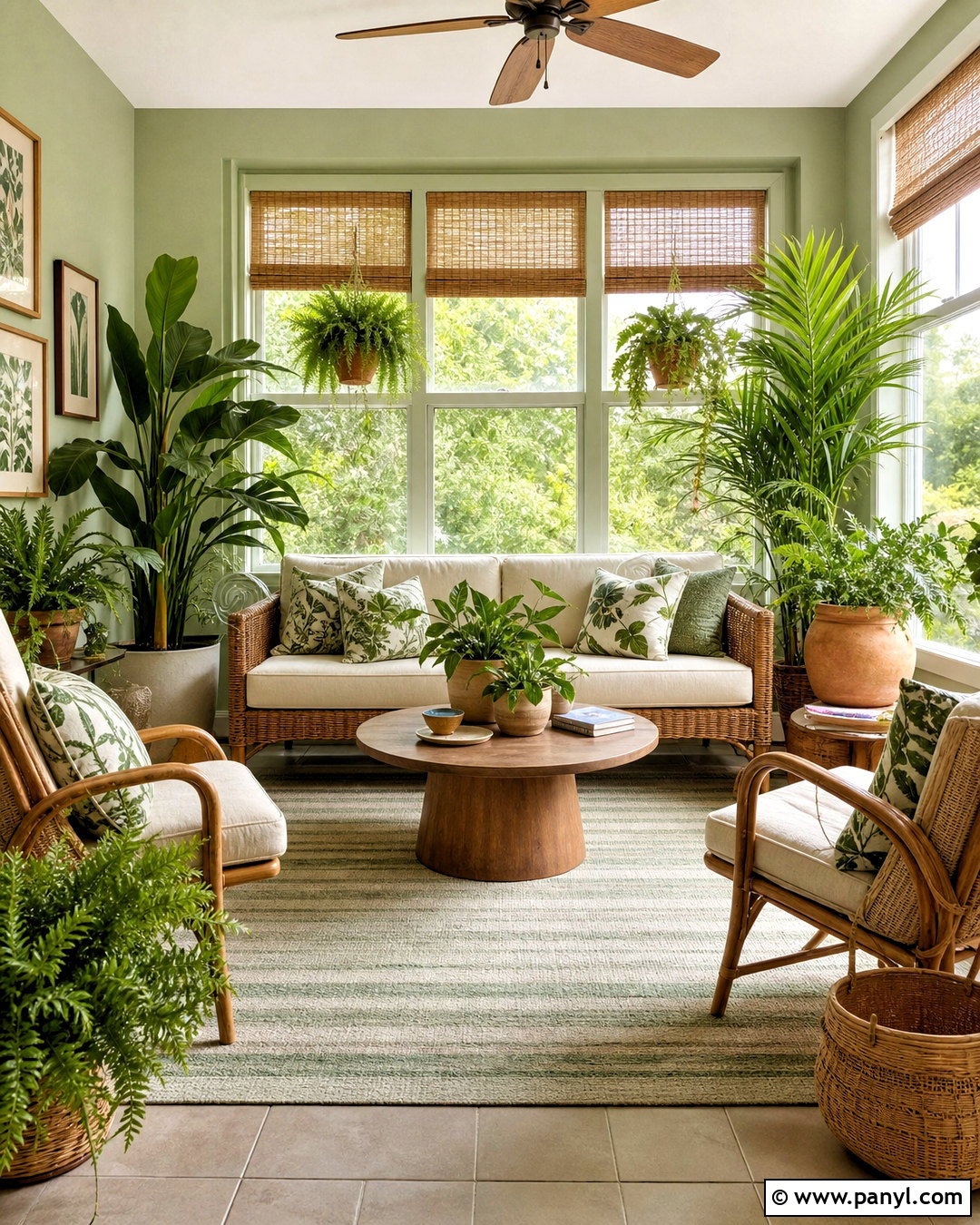 Green Botanical Sunroom - 20 green room aesthetic ideas