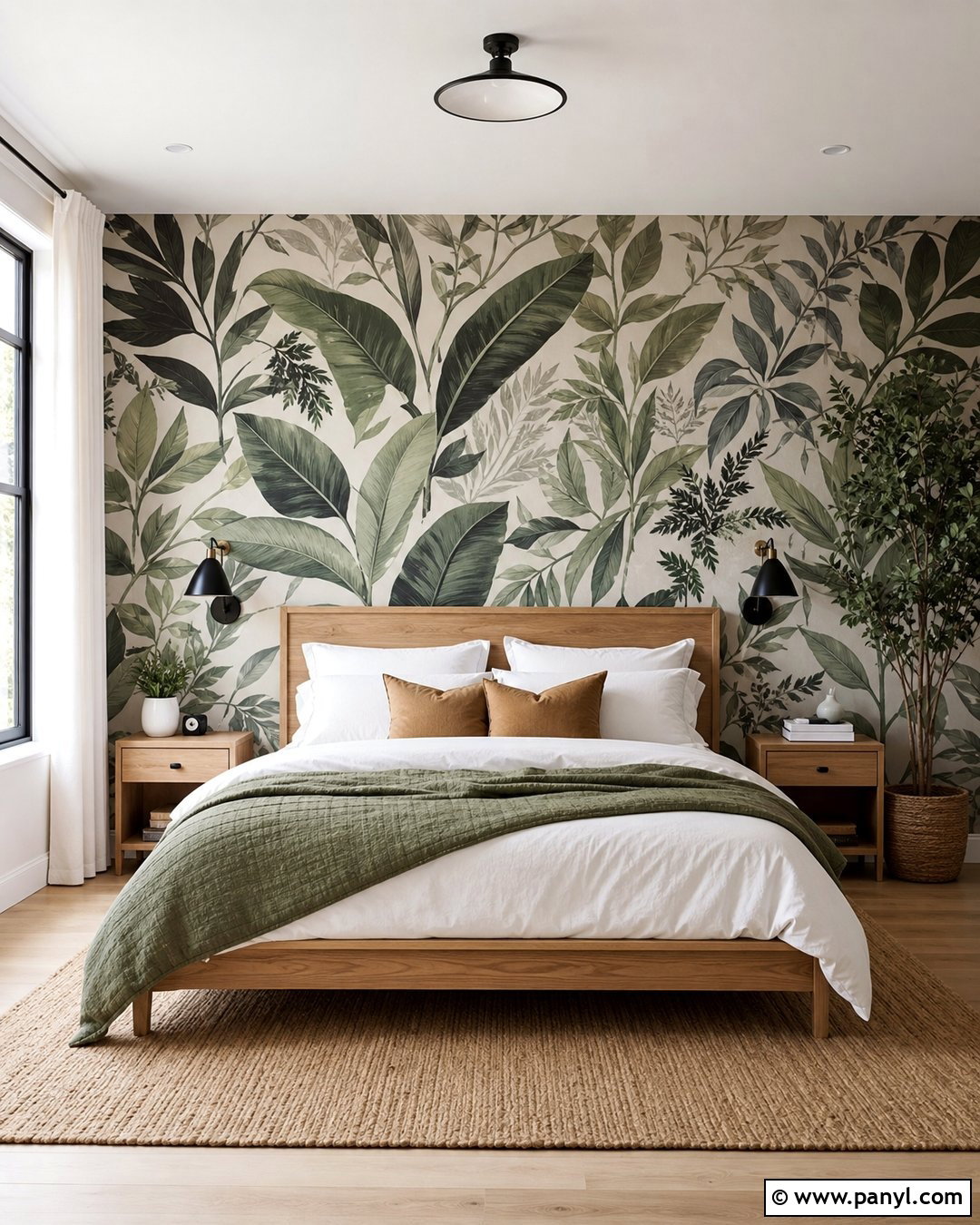 Green Botanical Wallpaper Accent Wall - 30 Accent Wall Green Ideas