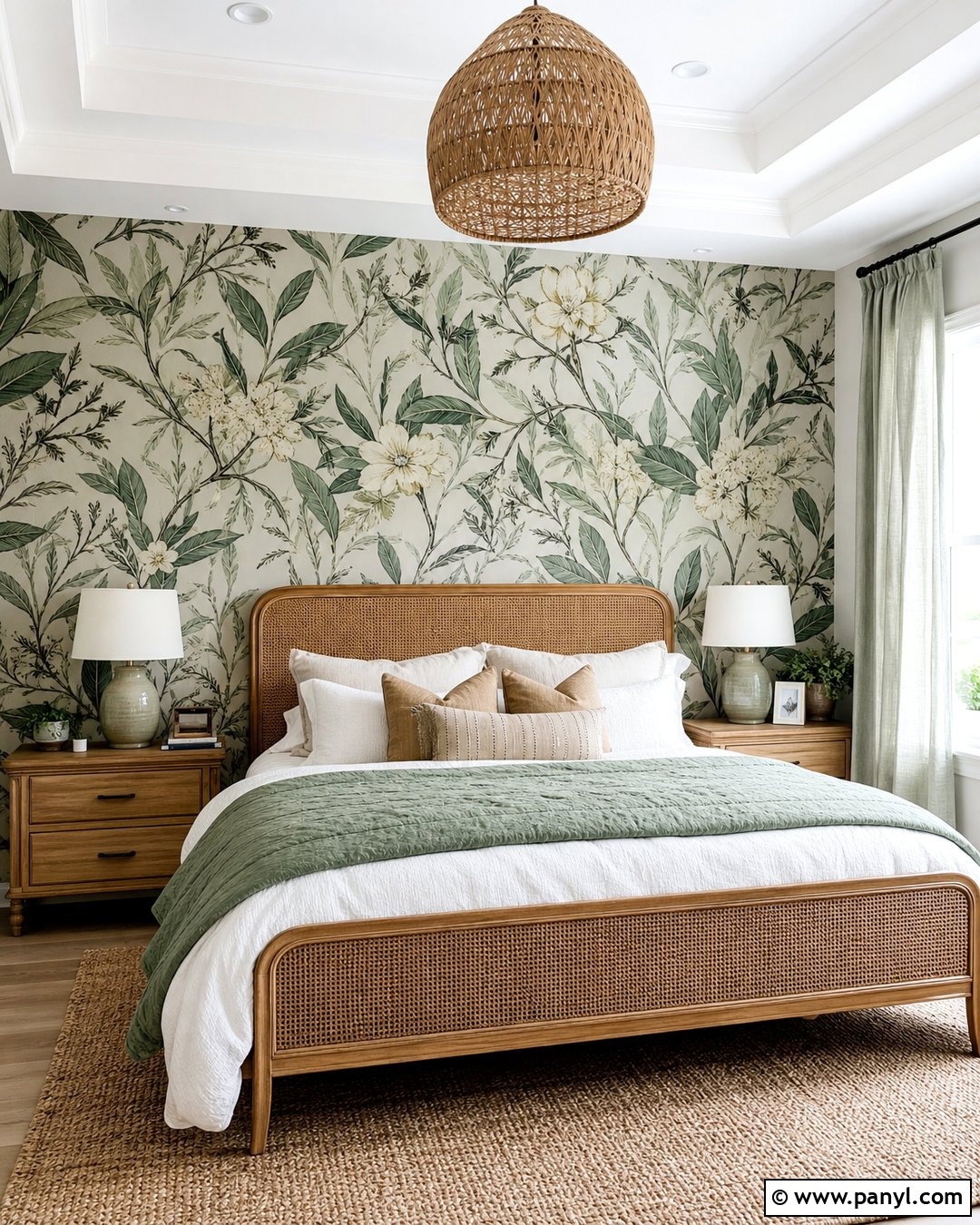 Green Botanical Wallpaper Accent Wall - 35 green accent walls