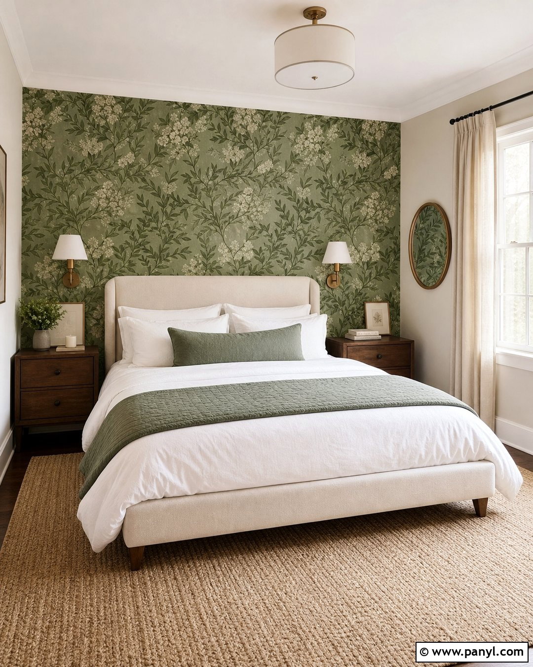 Green Botanical Wallpaper Bedroom Wall - 35 green wall interior ideas