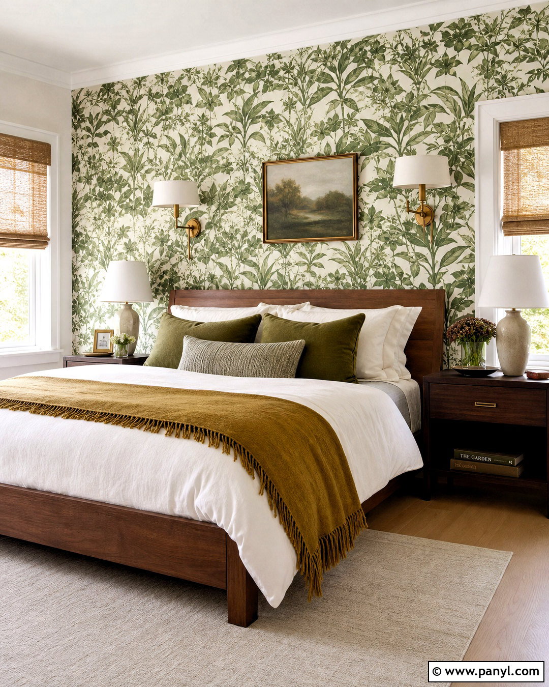 Green Botanical Wallpaper Feature Wall - 20 green feature wall ideas