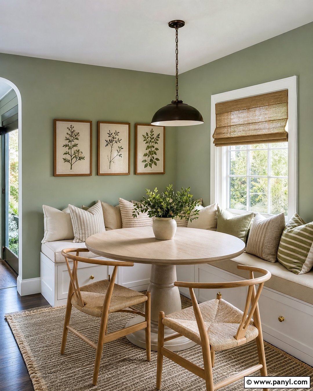 Green Breakfast Nook Walls - 30 Room Green Walls
