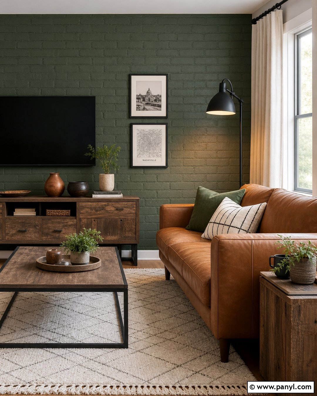 Green Brick Accent Wall - 50 green accent wall ideas
