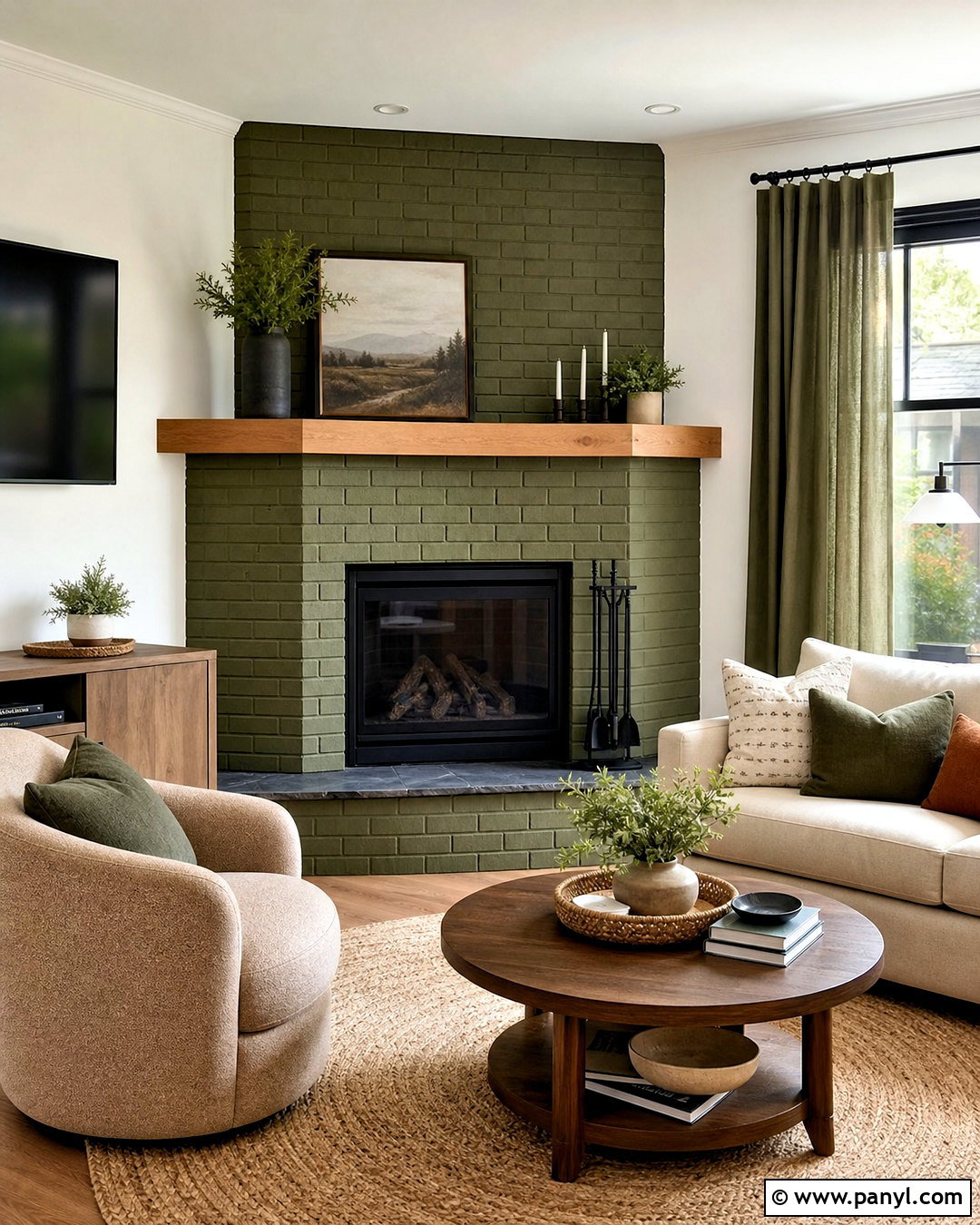 Green Brick Corner Fireplace - 20 green brick fireplace ideas
