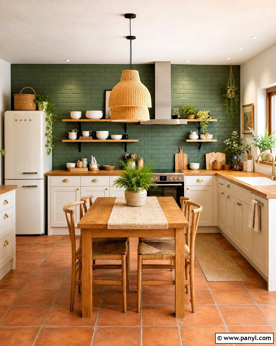 Green Brick Feature Wall Kitchen - 20 green feature wall ideas