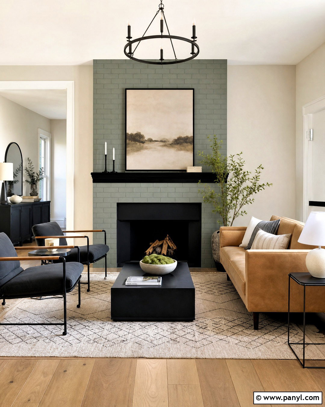 Green Brick Fireplace With Black Mantel - 20 green brick fireplace ideas