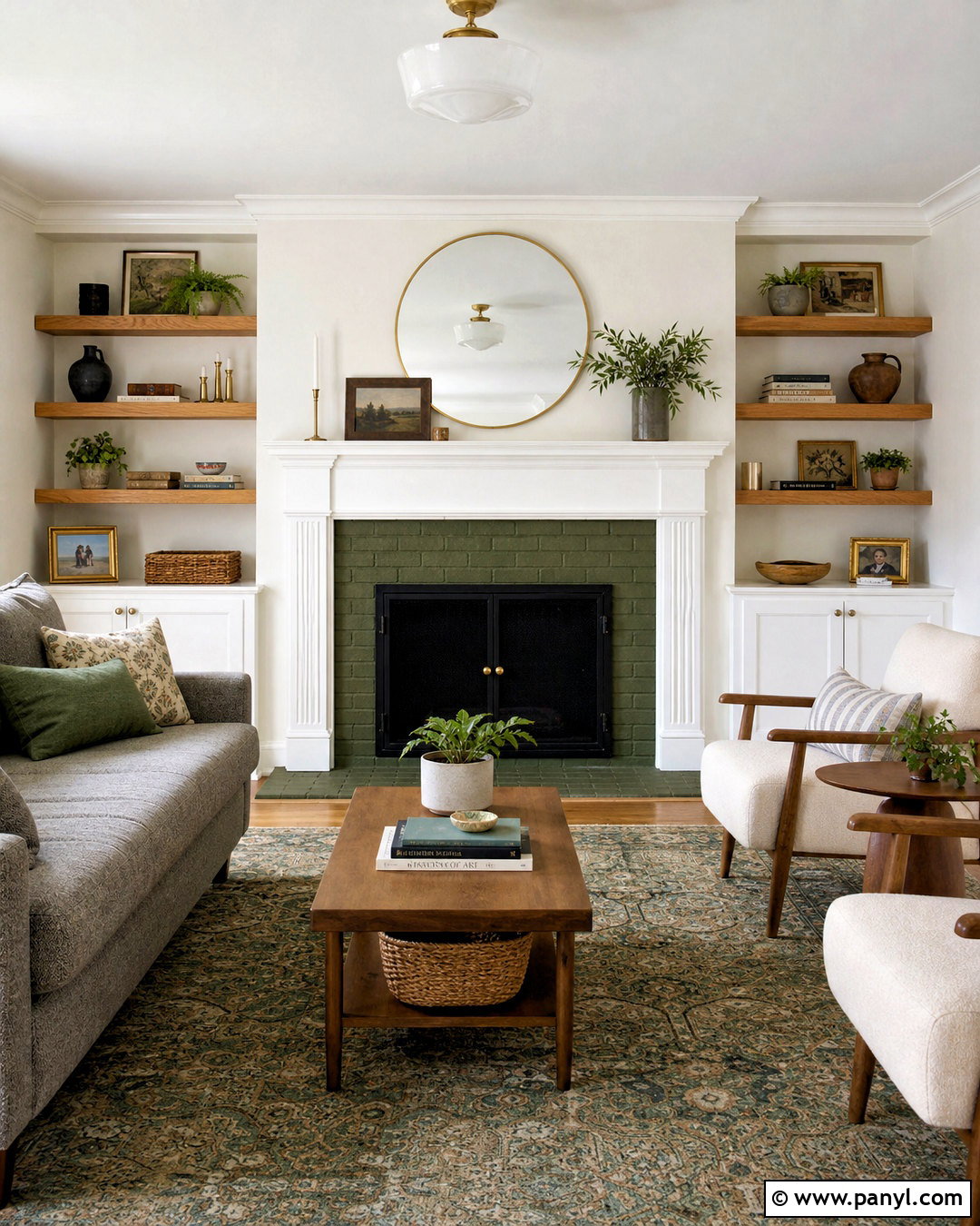 Green Brick Fireplace With White Mantel - 20 green brick fireplace ideas