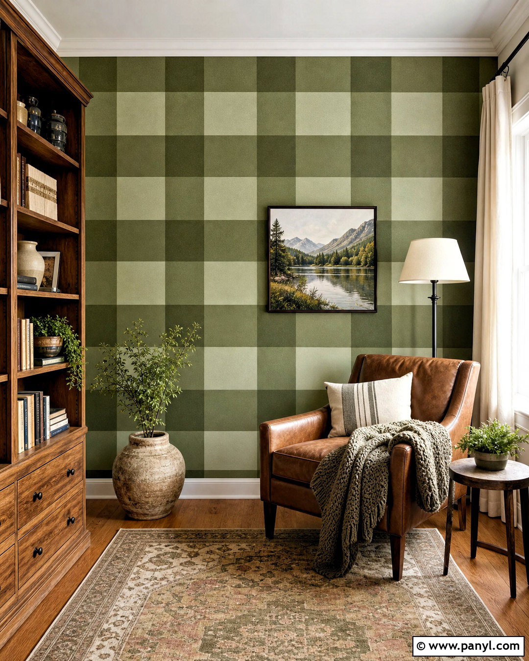 Green Buffalo Check Accent Wall - 20 checkered accent wall ideas