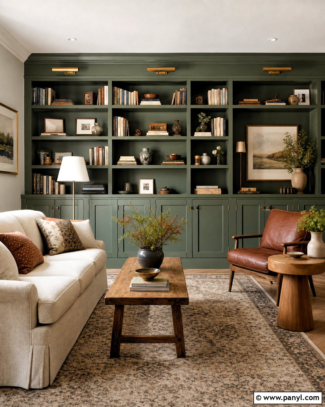 Green Built In Bookshelf Feature Wall - 20 green feature wall ideas