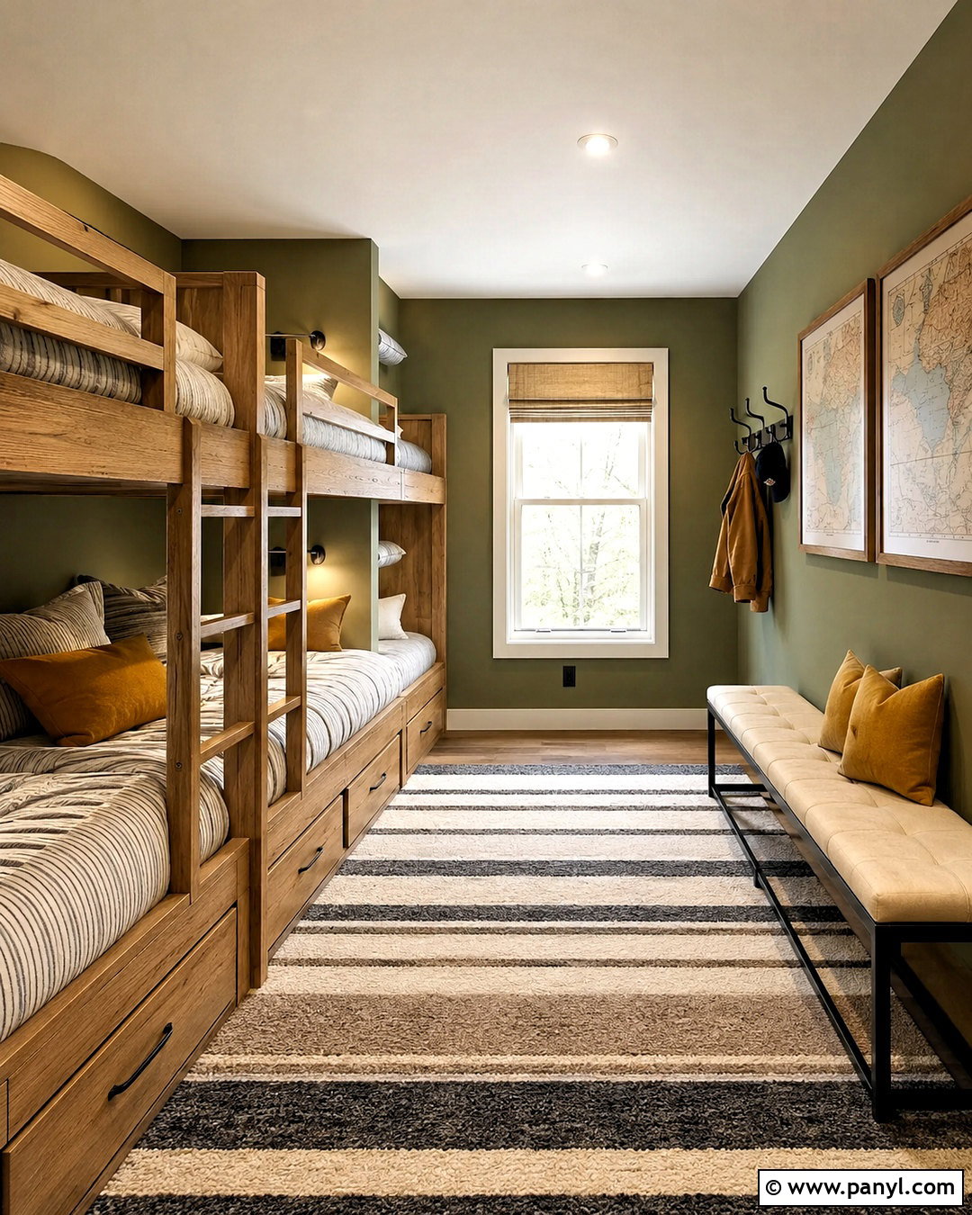 Green Bunk Room - 40 green wall room ideas