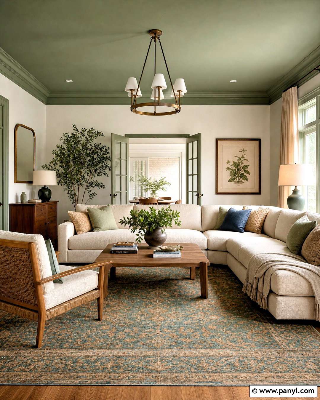Green Ceiling Living Room - 20 green paint living room ideas
