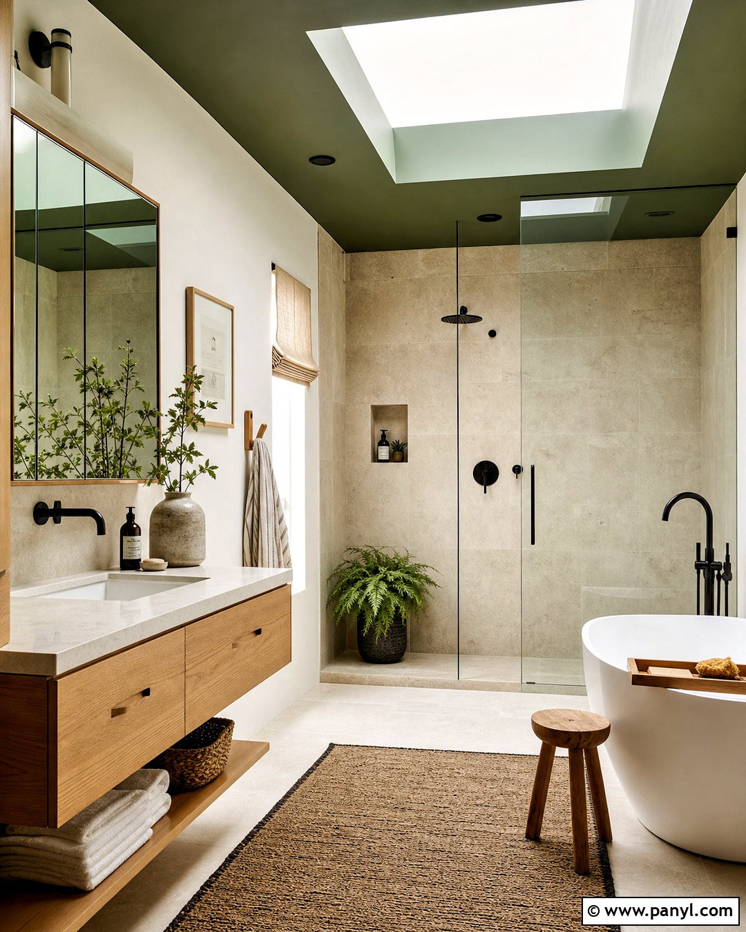 Green Ceiling With A Skylight - 20 green ceiling bathroom ideas
