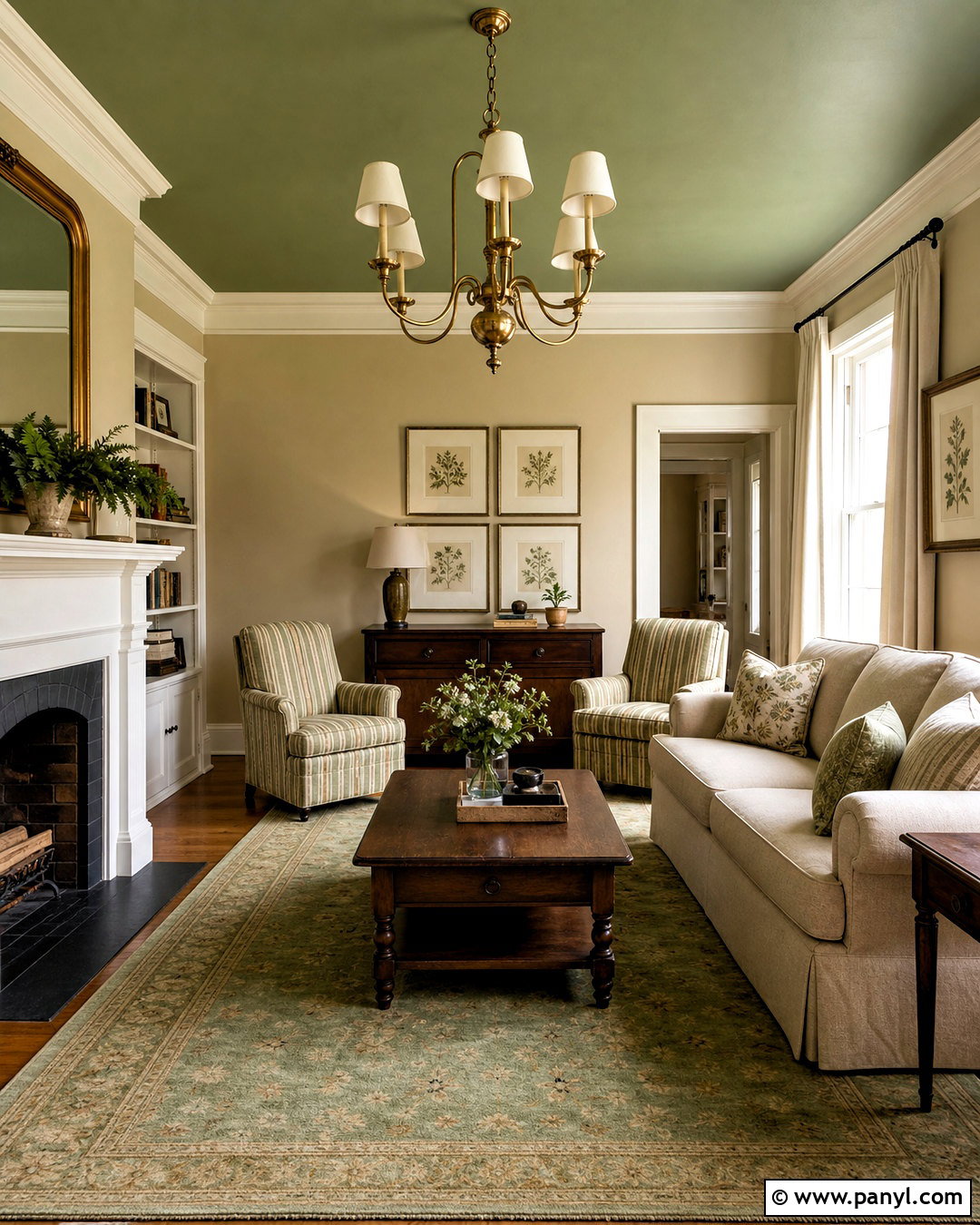 Green Ceiling With Crown Molding - 20 green ceiling living room ideas