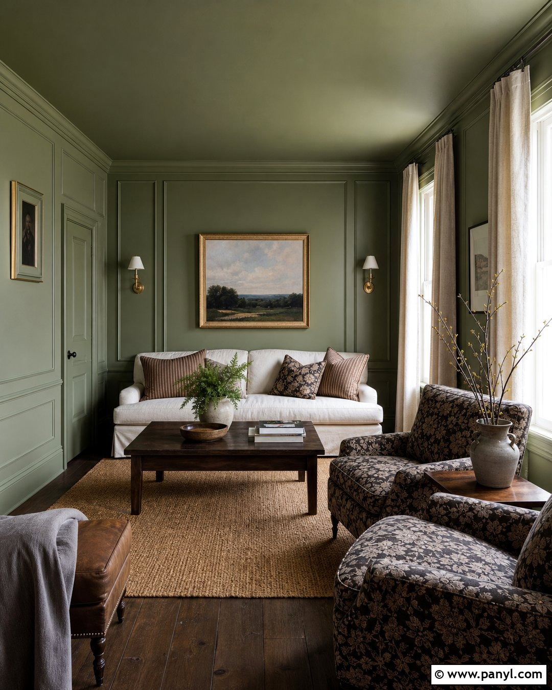 Green Ceiling With Matching Wall Paneling - 30 green walls and ceiling ideas