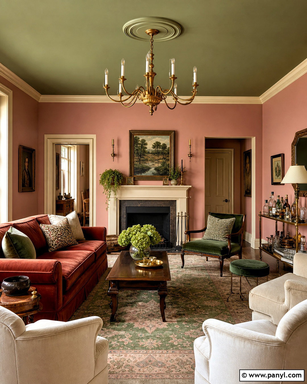 Green Ceiling With Pink Walls - 20 green ceiling living room ideas