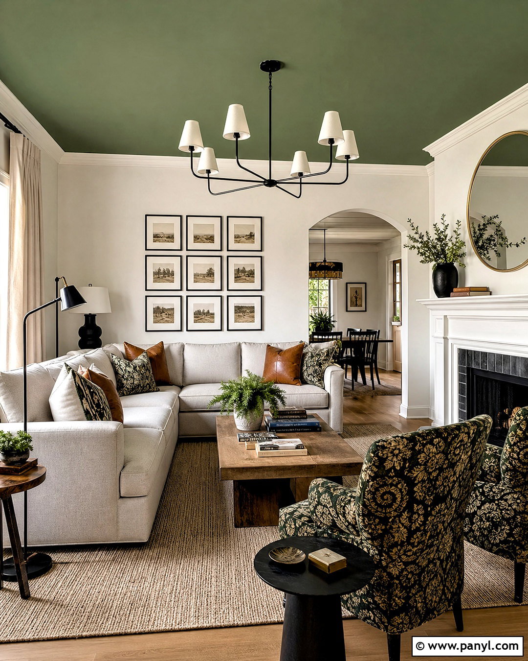 Green Ceiling With White Walls - 20 green ceiling living room ideas