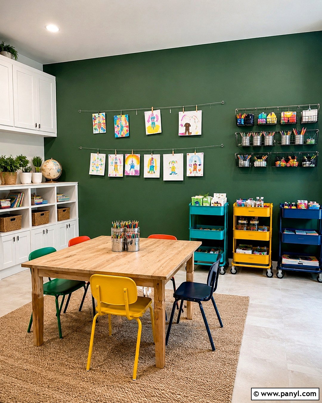Green Chalkboard Accent Wall Playroom - 20 Green Accent Wall Playroom Ideas
