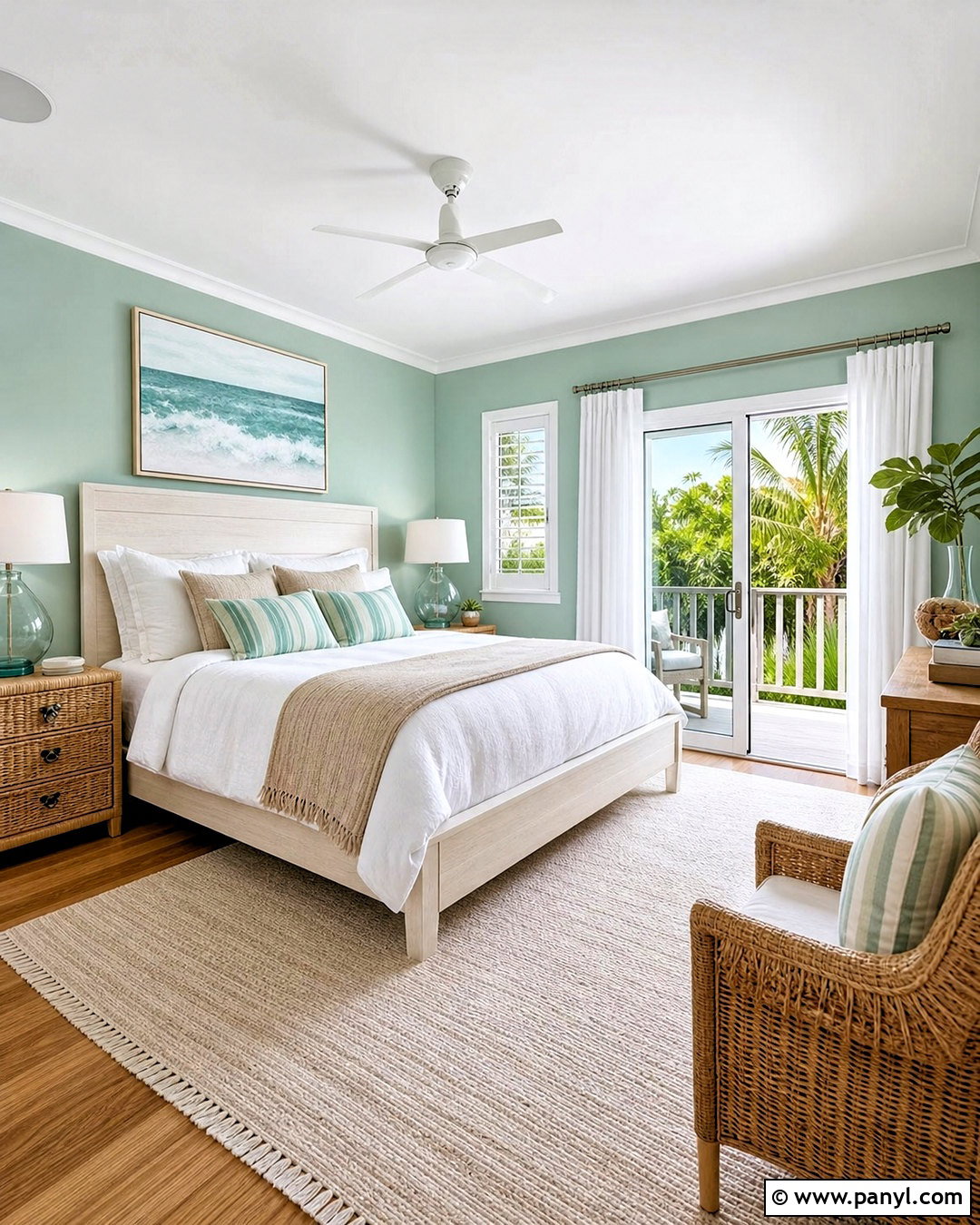 Green Coastal Bedroom - 20 green room aesthetic ideas