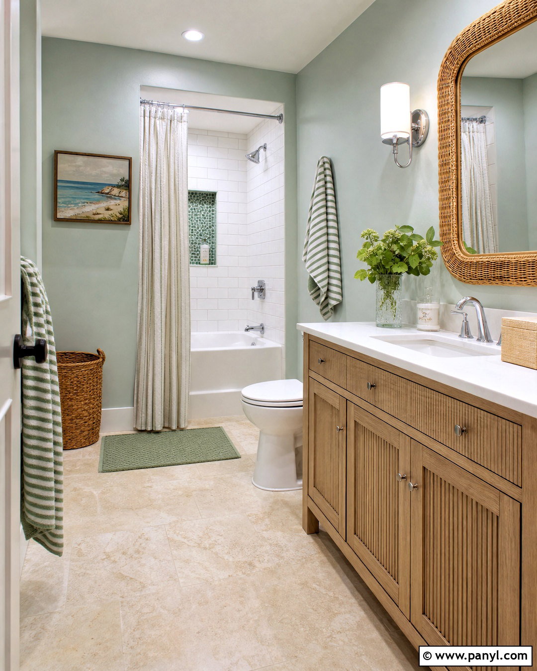 Green Coastal Guest Bathroom - 20 green guest bathroom ideas