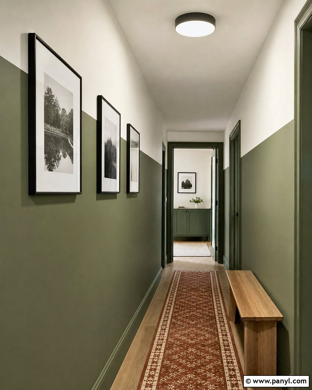 Green Color Block Hallway Wall - 35 green wall interior ideas