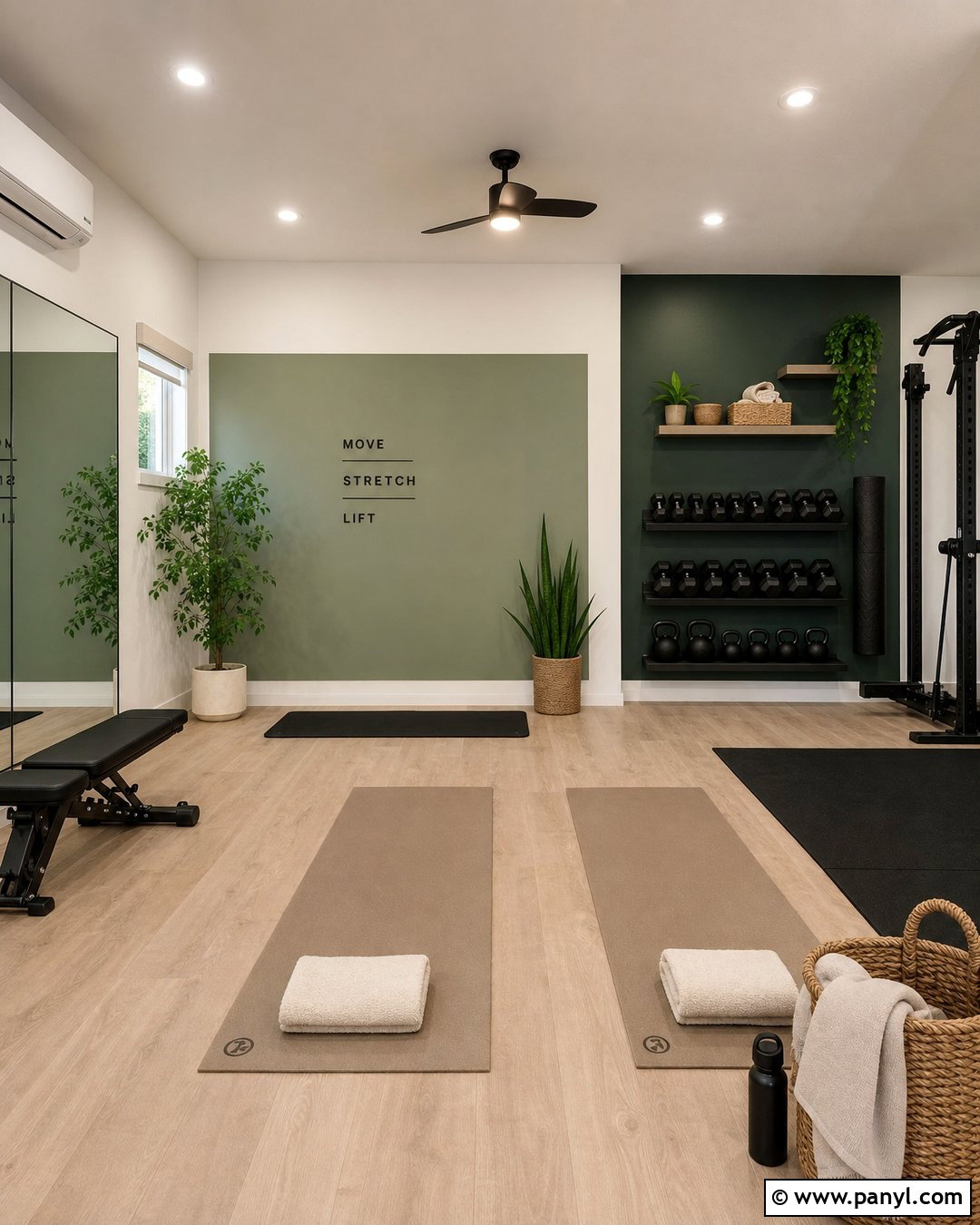 Green Color Block Home Gym Walls - 30 Home Gym Wall Color Ideas