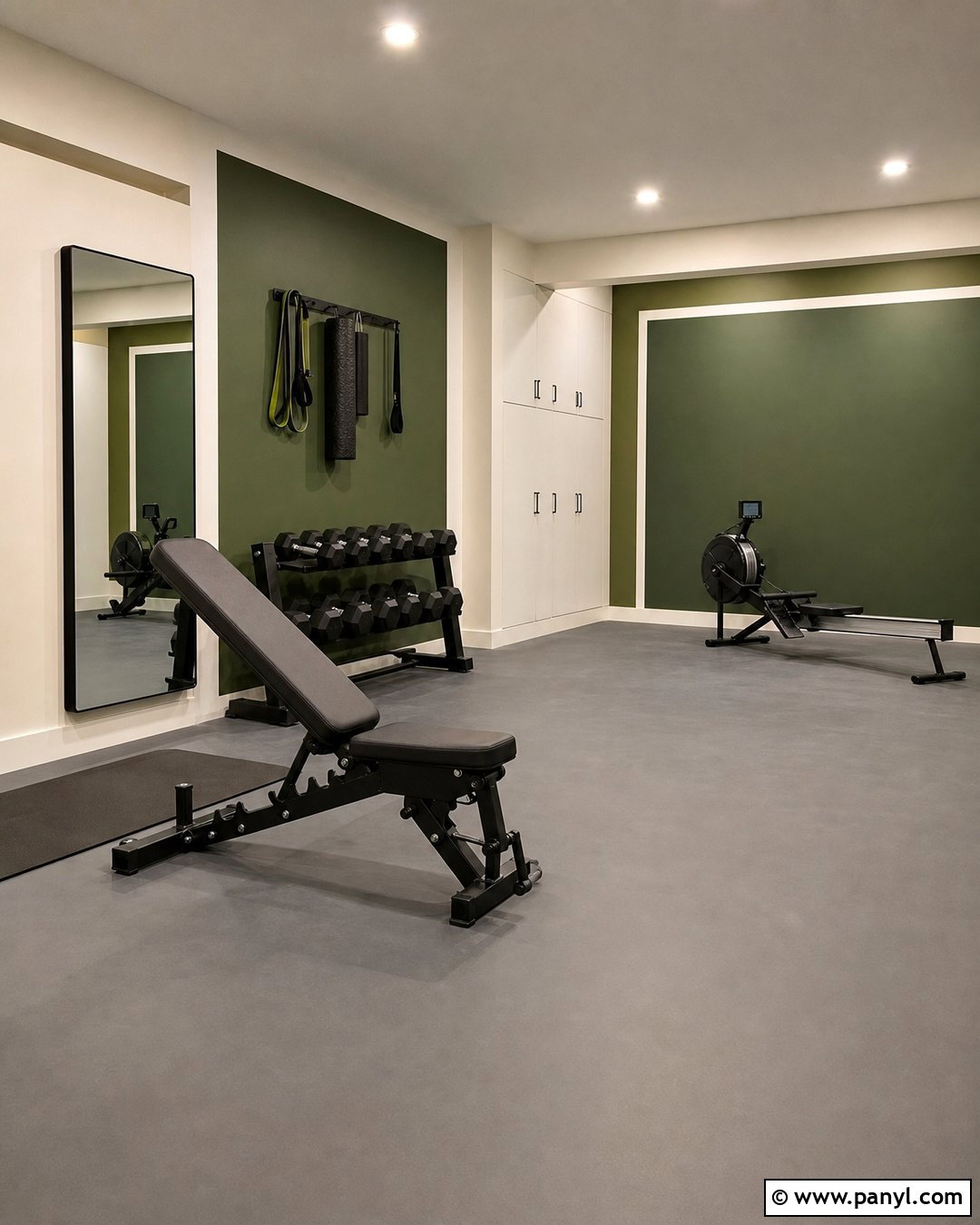 Green Color Block Home Gym - 20 Modern Home Gym With Green Accent Wall Ideas