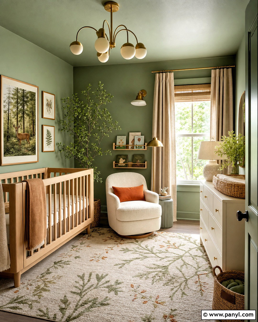 Green Color Drenched Baby Room - 20 baby room paint ideas