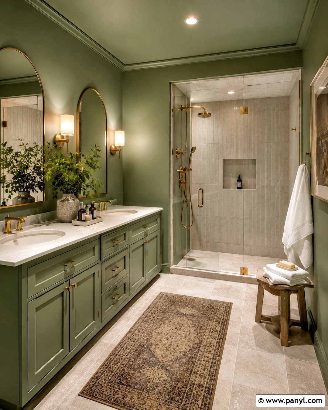 Green Color-Drenched Bathroom Walls - 40 bathroom wall color ideas