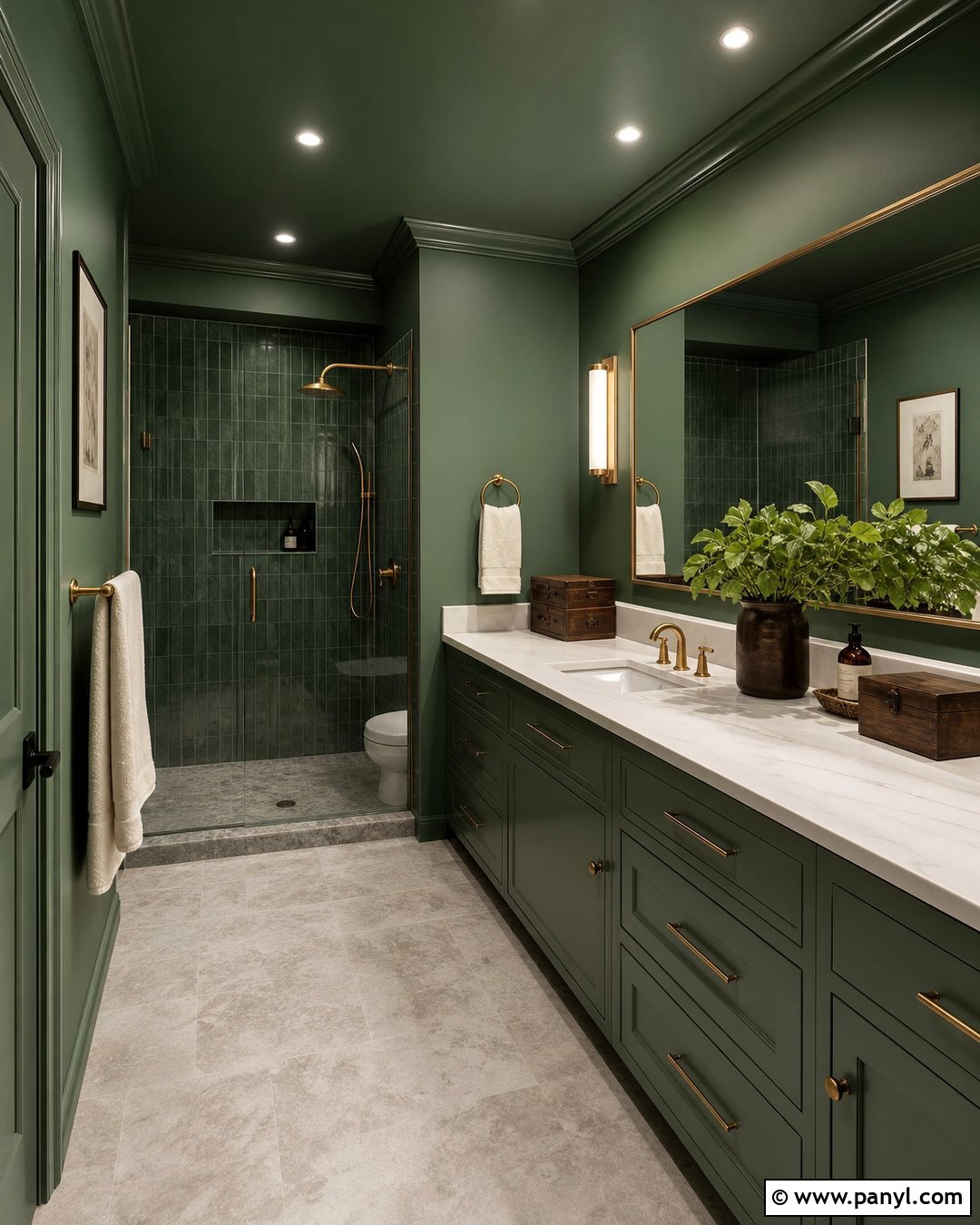 Green Color Drenched Bathroom Walls - 35 Green Bathroom Walls