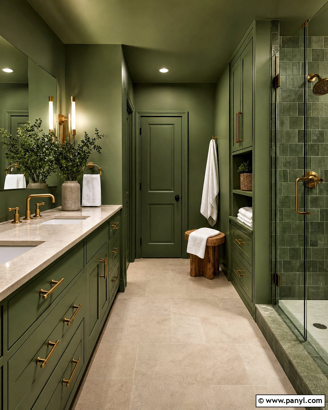 Green Color Drenched Bathroom - 20 green bathroom inspo ideas